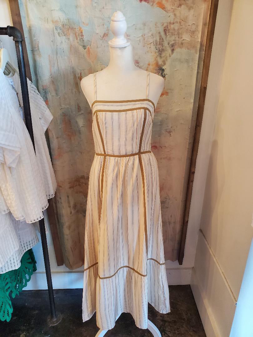 Stripe Contrast Binding Maxi Dress