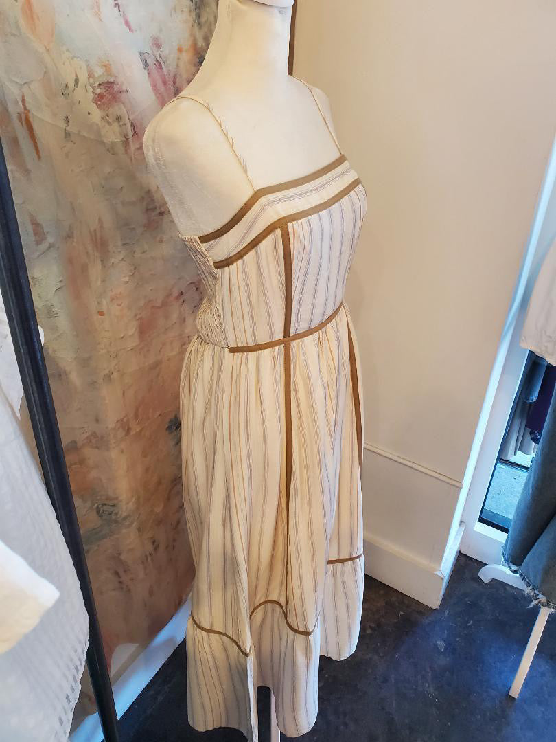 Stripe Contrast Binding Maxi Dress
