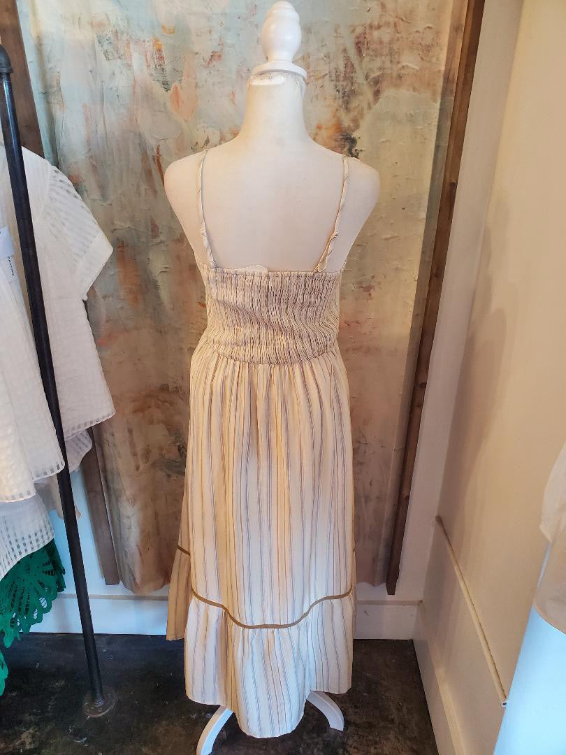 Stripe Contrast Binding Maxi Dress