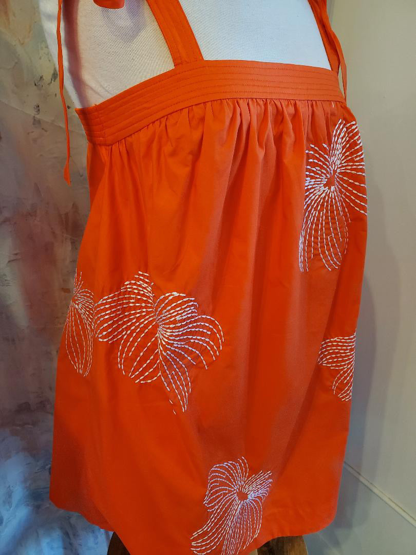 Embroidery Flower Mini Dress with Pockets
