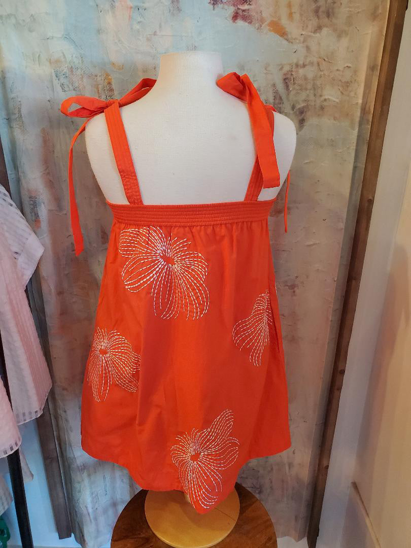 Embroidery Flower Mini Dress with Pockets