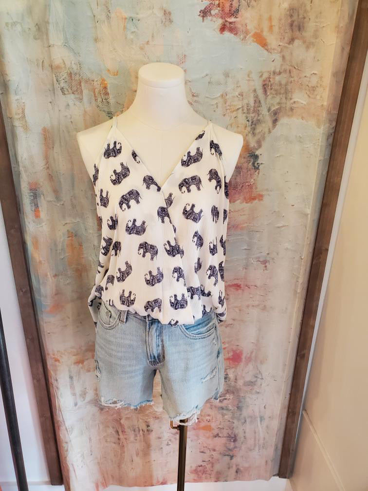 Elephant Print Spaghetti Strap Top