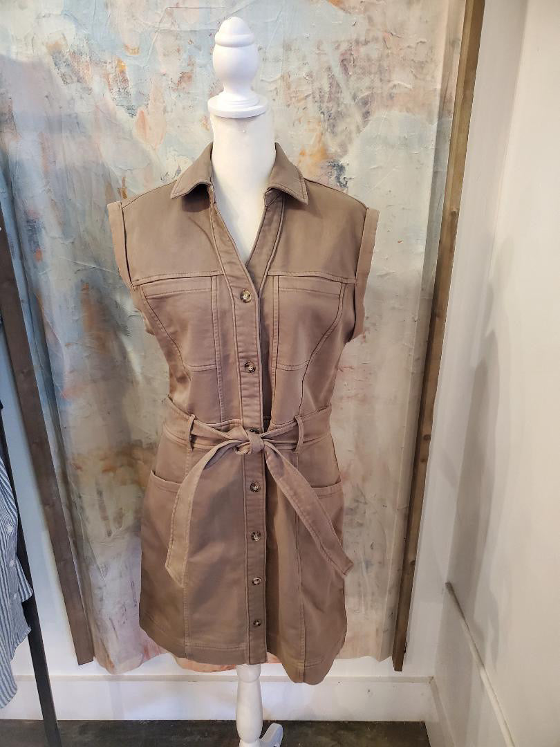 Roll Sleeve Pocket Dress