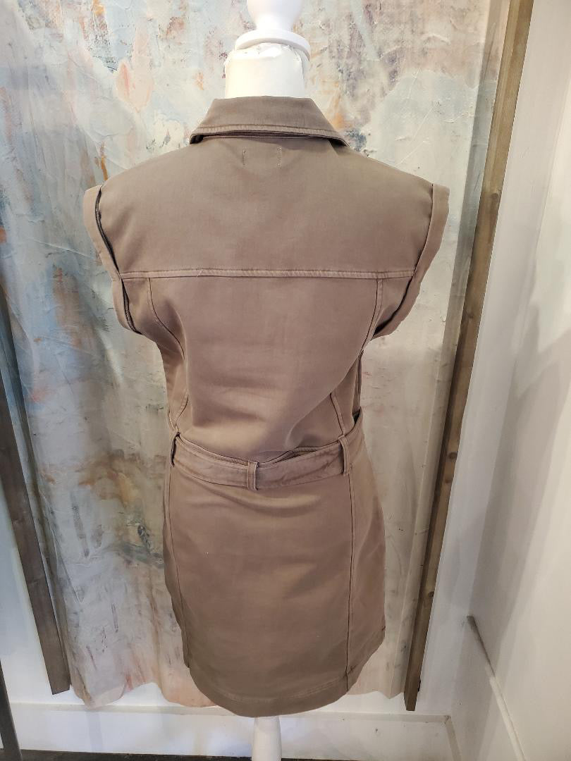 Roll Sleeve Pocket Dress