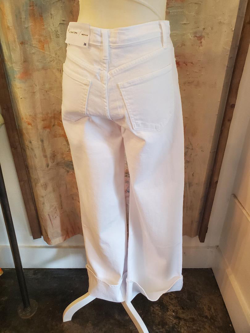Cuffed Palazzo White Denim