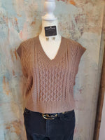 V Neck Cable Vest Sweater Top