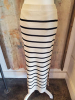 Stripe Slit Knit Midi Skirt