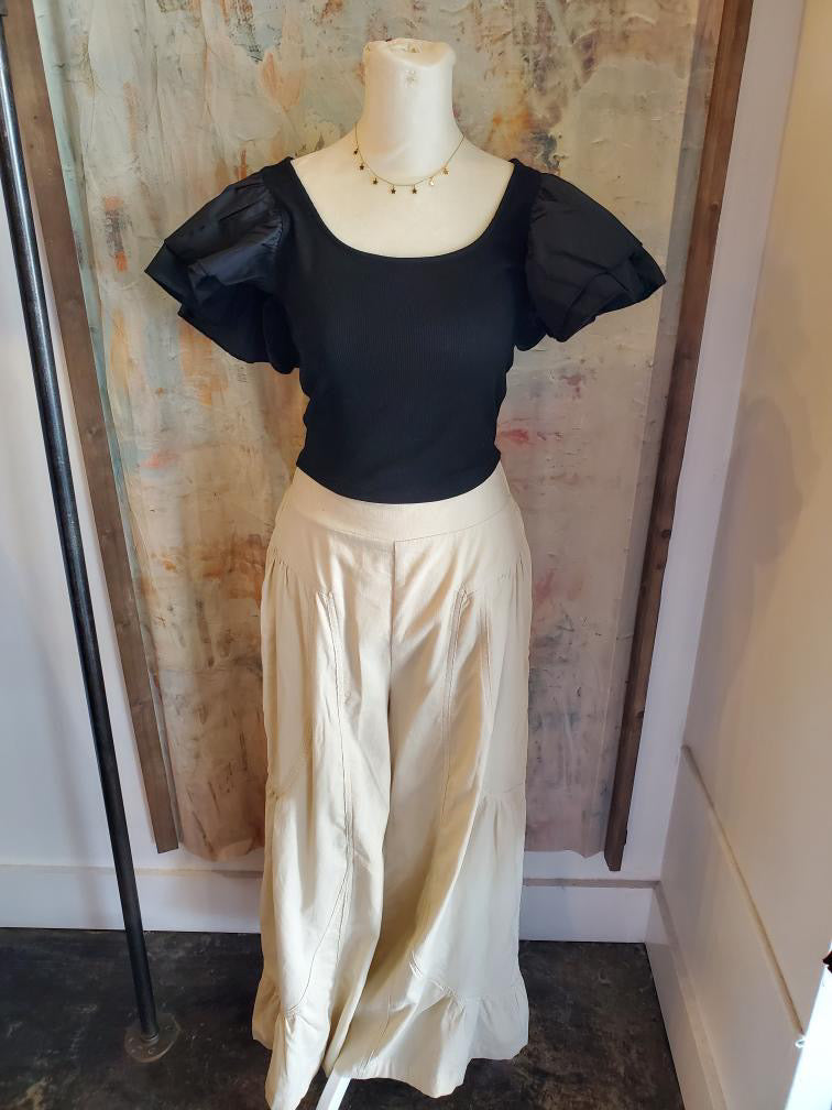 Wide Leg Ruffle Pants