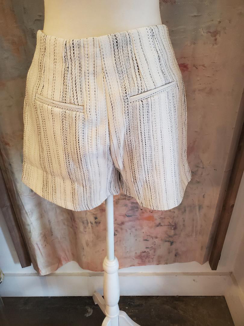 Stripe Tweed Shorts with Button Detail