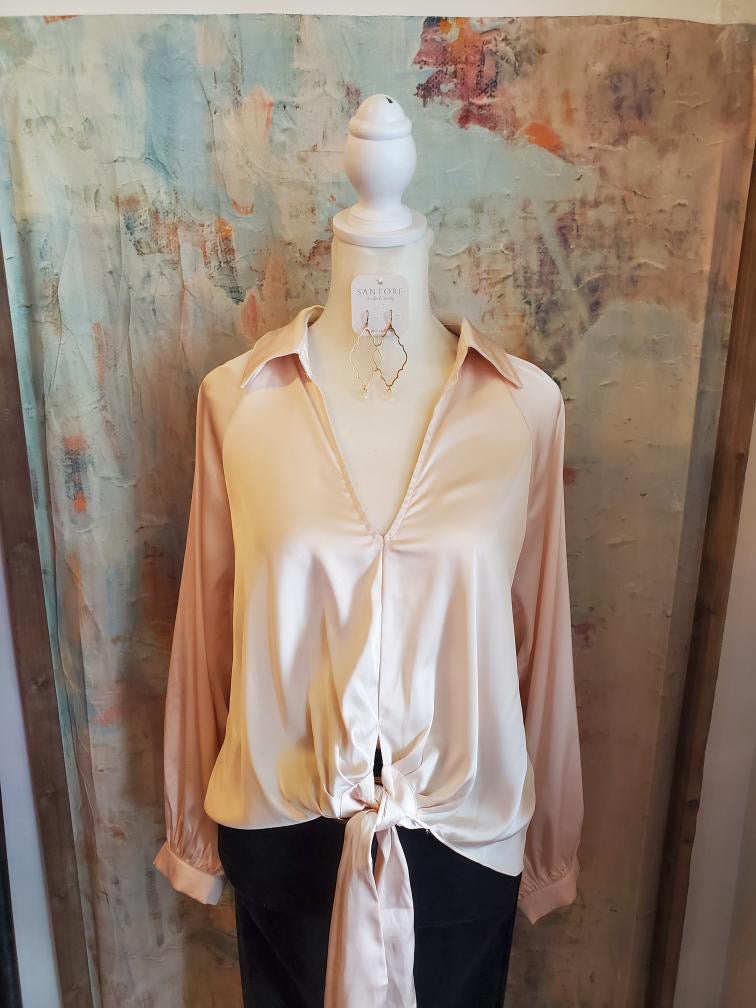 Long Sleeve Tie Front Top