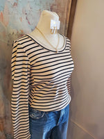 Round Neck Stripe Long Sleeve Top