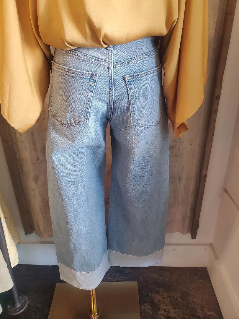 Two Toned Hem Seamed Slim Wide