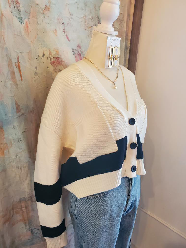 Long Sleeve Colorblock Cardigan