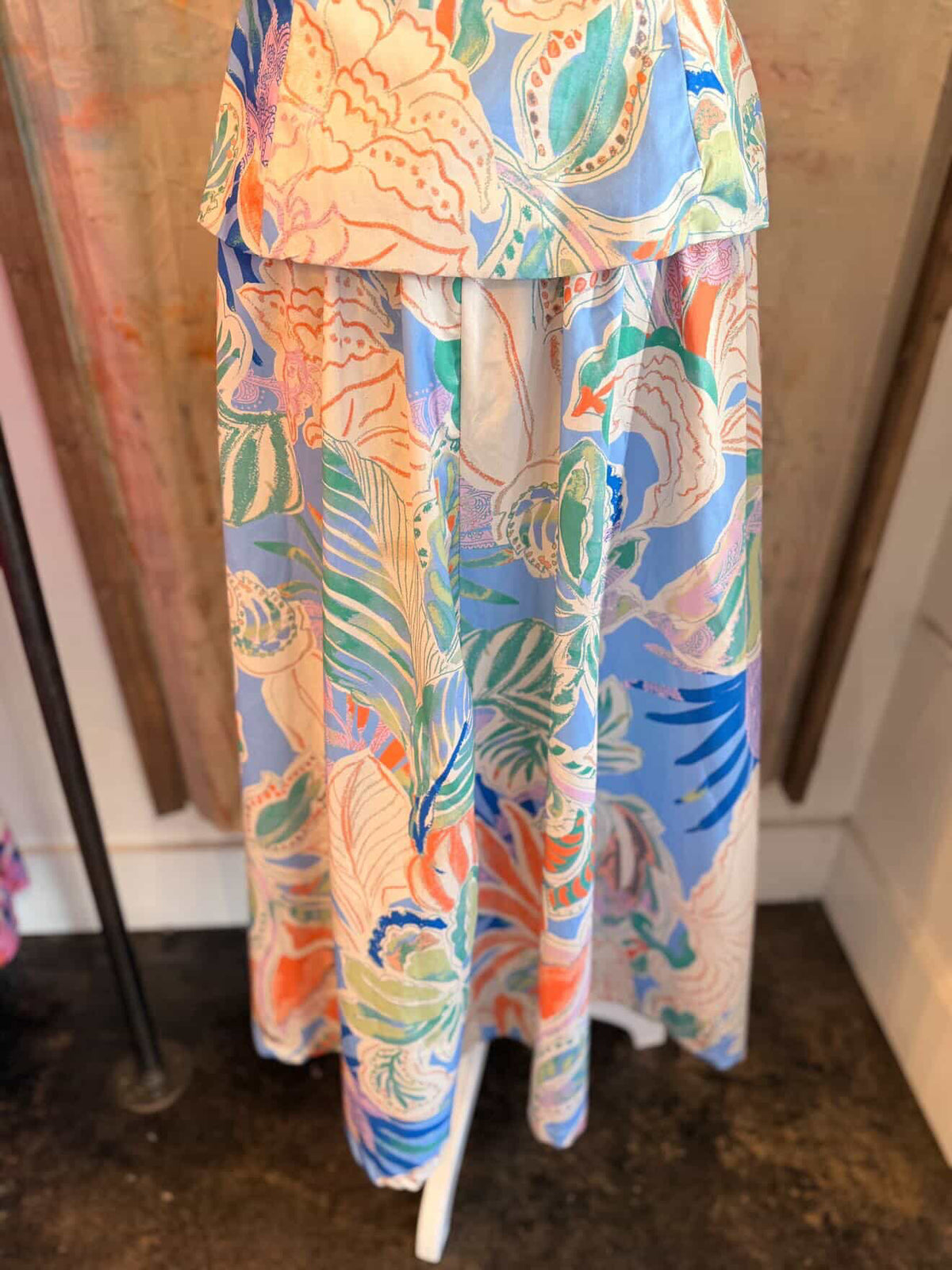 Printed Full Skirt Button Closure