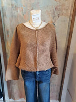 Boat Neck Sleeve Knit Sweater