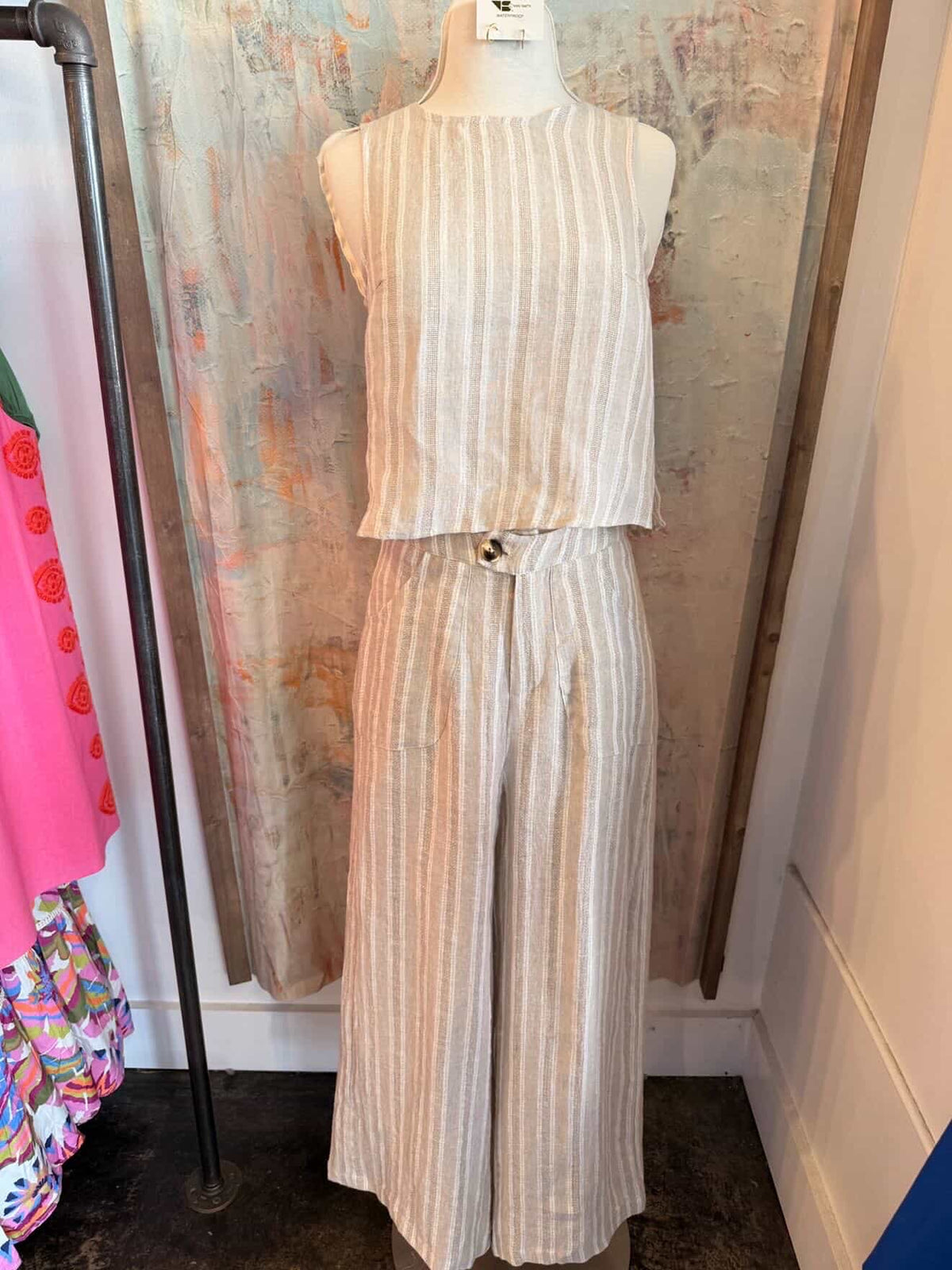 Linen Pinstripe Pants