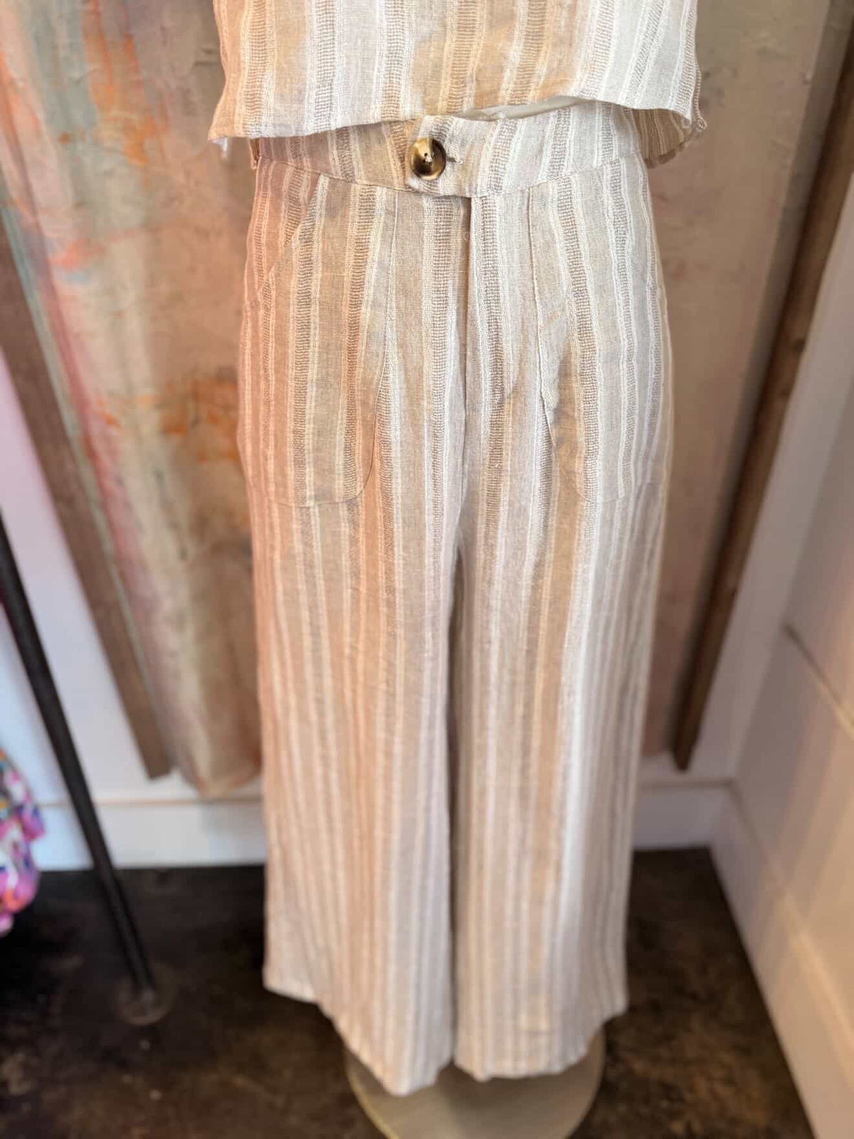 Linen Pinstripe Pants