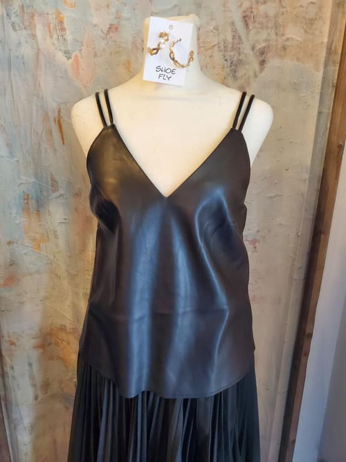 Faux Leather Raw Edge Cami