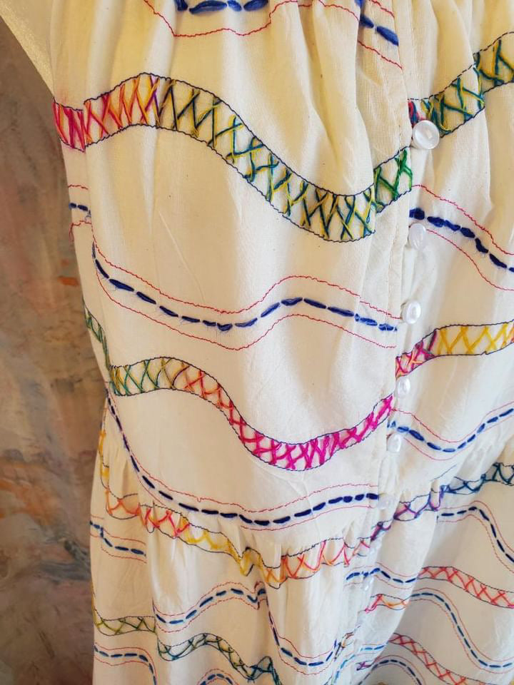 Tiered Embroidered Dress with Spaghetti Straps