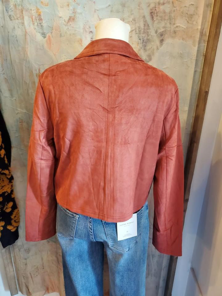 Suede jacket with Front Zip Detail