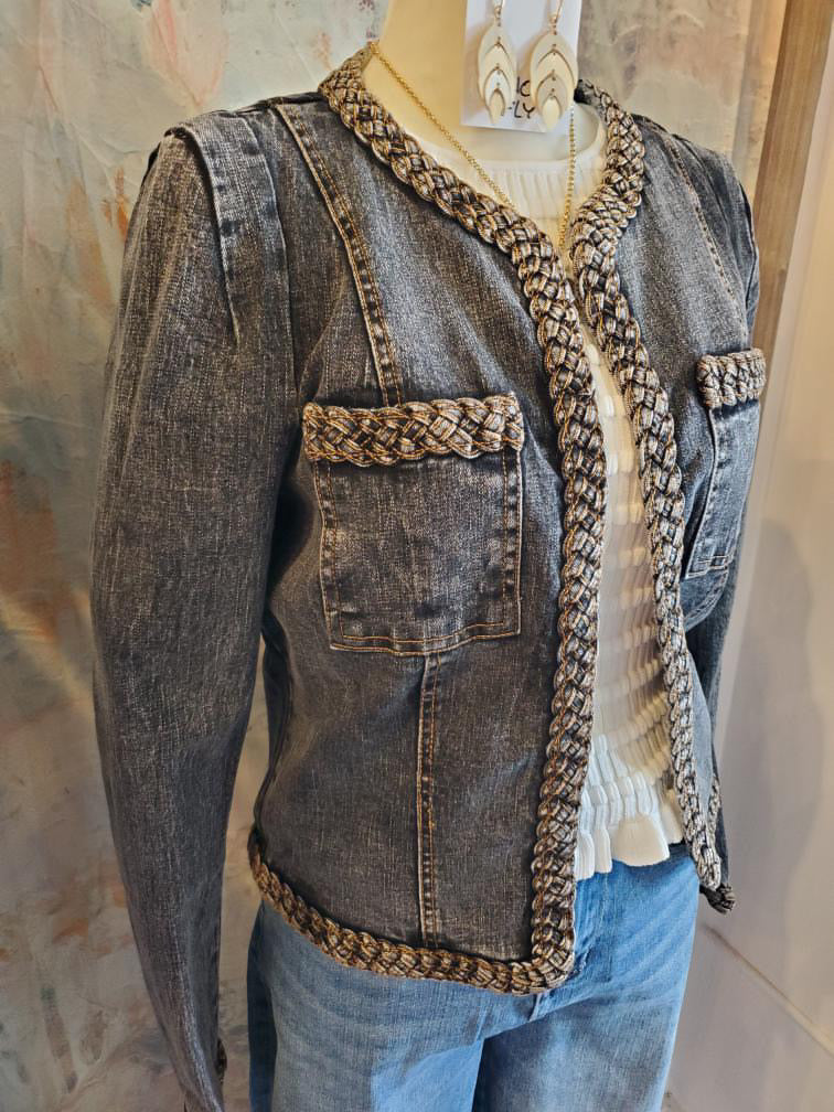 Braid Trim Denim Jacket