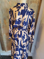 Print Long Sleeve Tie Dress