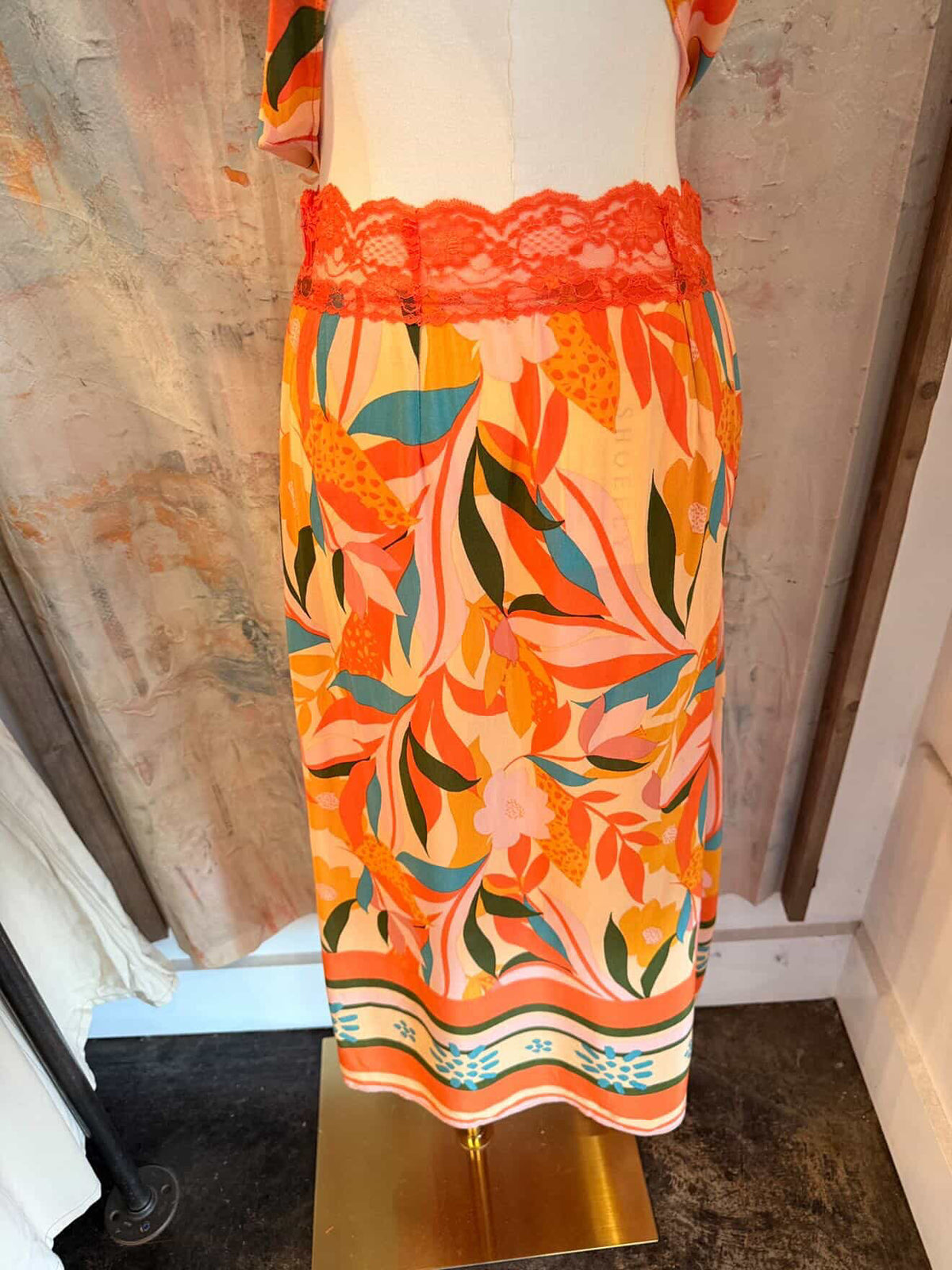 Orange Multi Lace Skirt