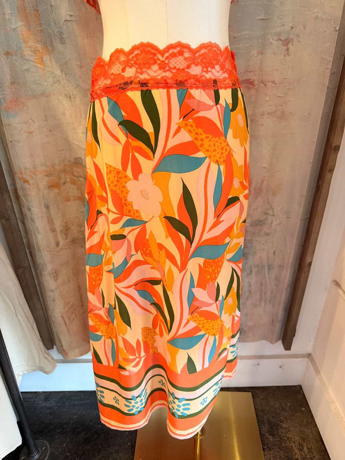 Orange Multi Lace Skirt