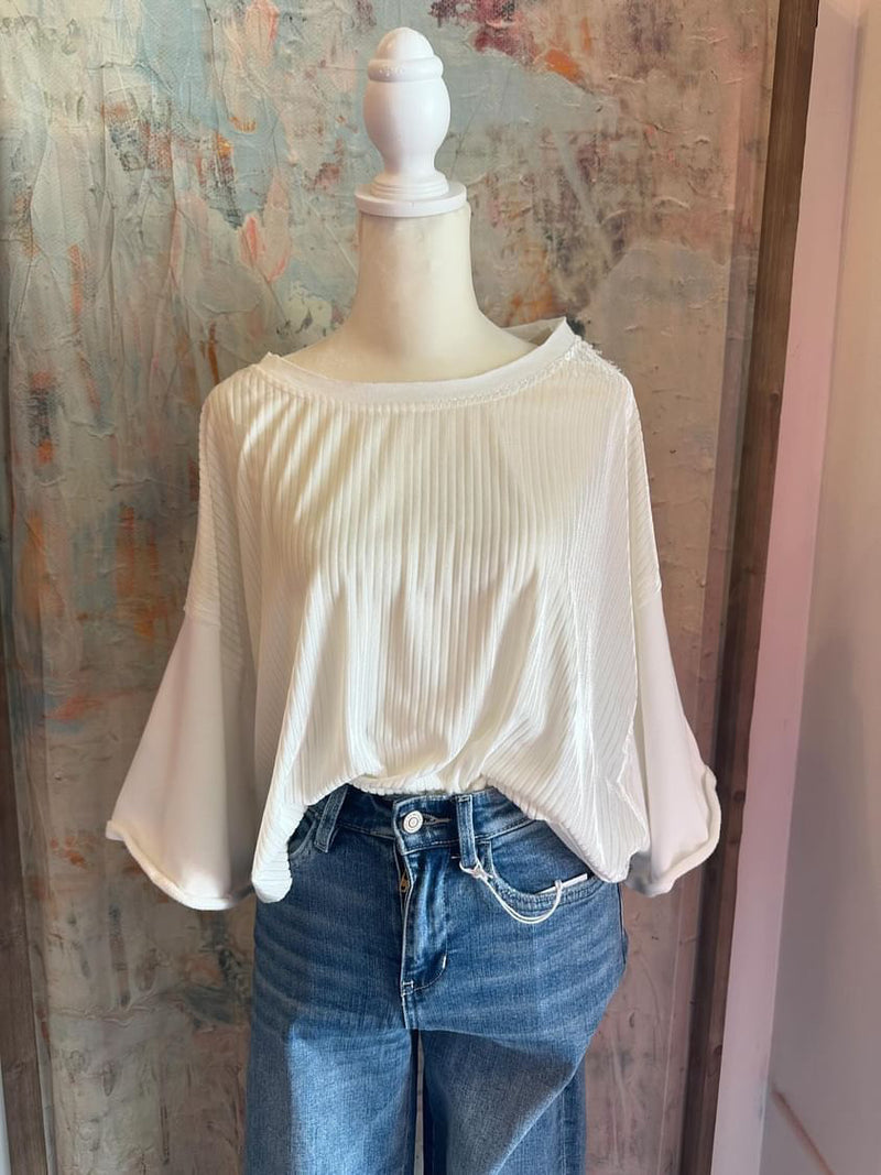 Mixed Fabric Crop Tee