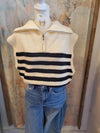 Ivory Stripe Zip Detail Sweater