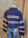 Stripe Wide Collar Fuzzy Sweater