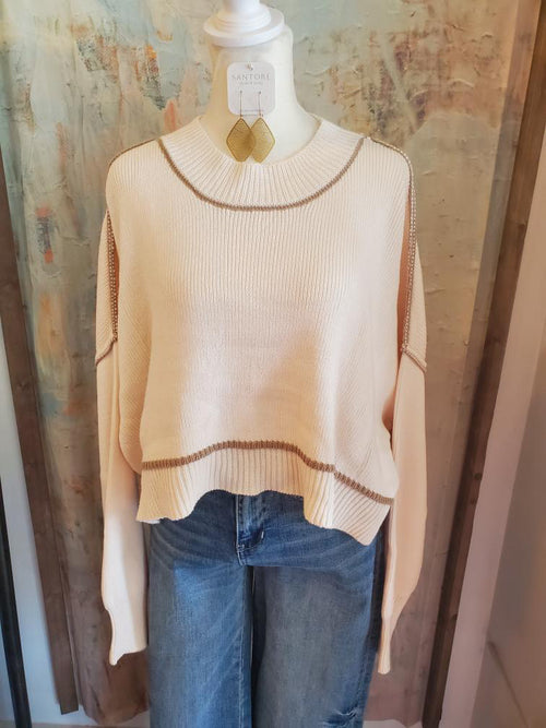 Contrast Sweater Crop Top