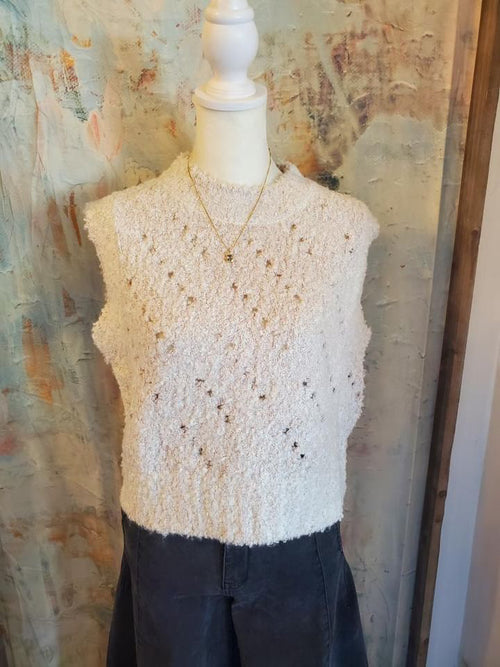 Knitted Vest with Open Weave Detail