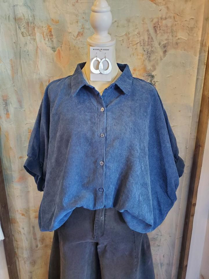 Cord Button Down Top