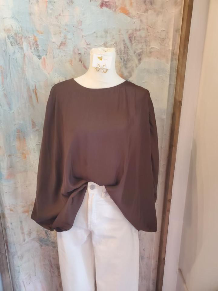 Loose Sleeve Satin Blouse