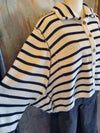 Stripe Pattern Button Front Knit Cardigan