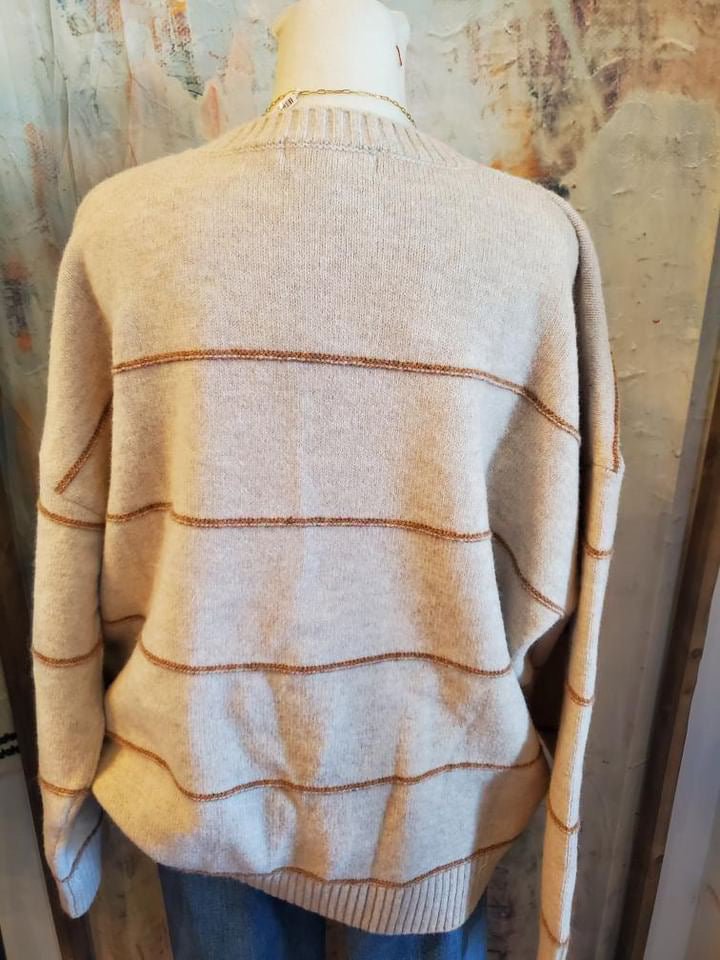 Oversized Taupe Multi Sweater