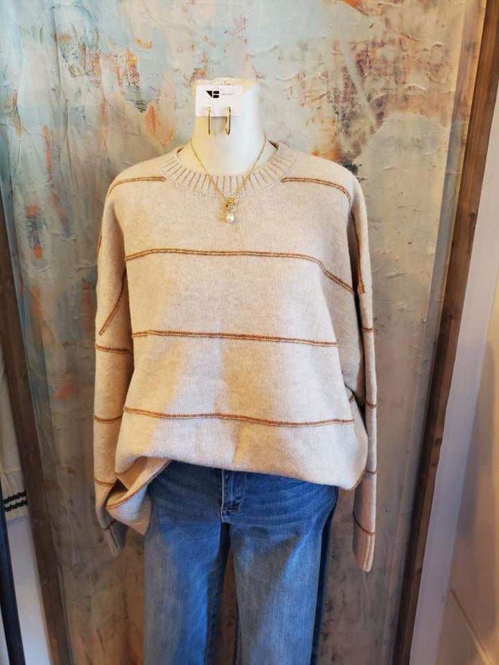 Oversized Taupe Multi Sweater