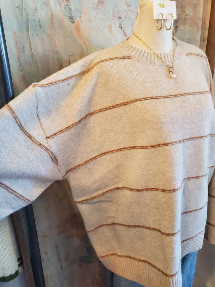 Oversized Taupe Multi Sweater