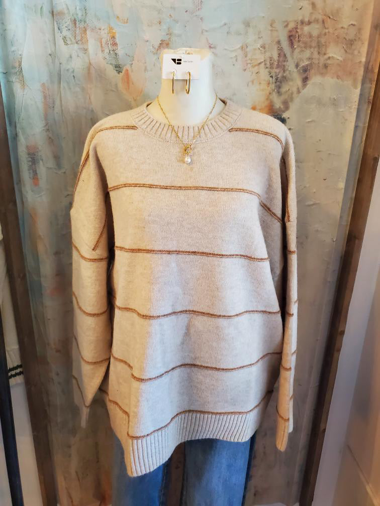 Oversized Taupe Multi Sweater