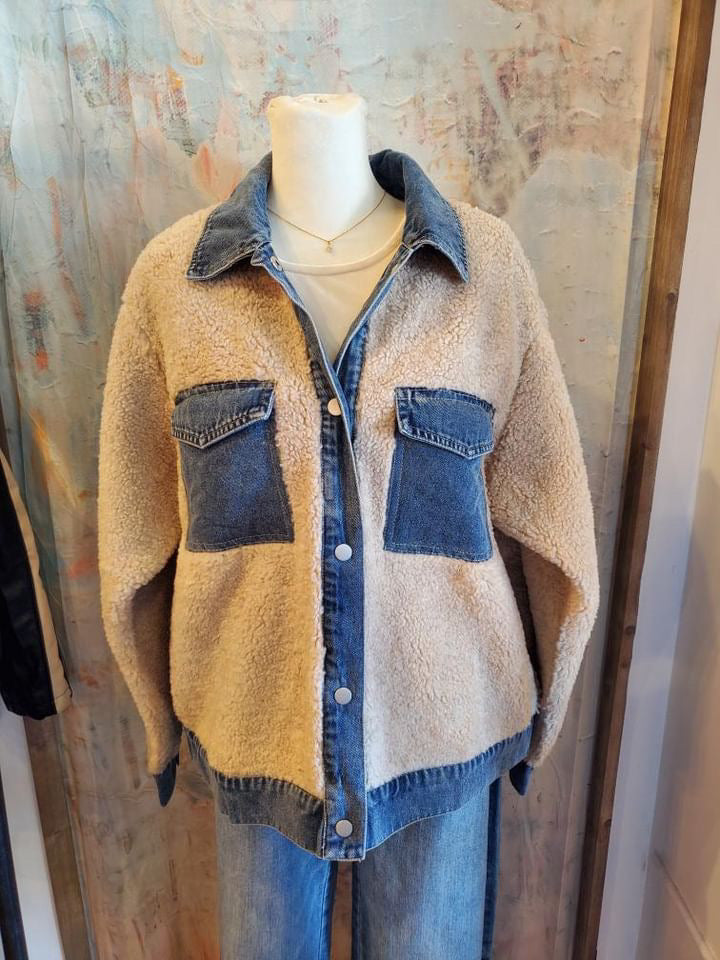 Beige Denim Wool Jacket