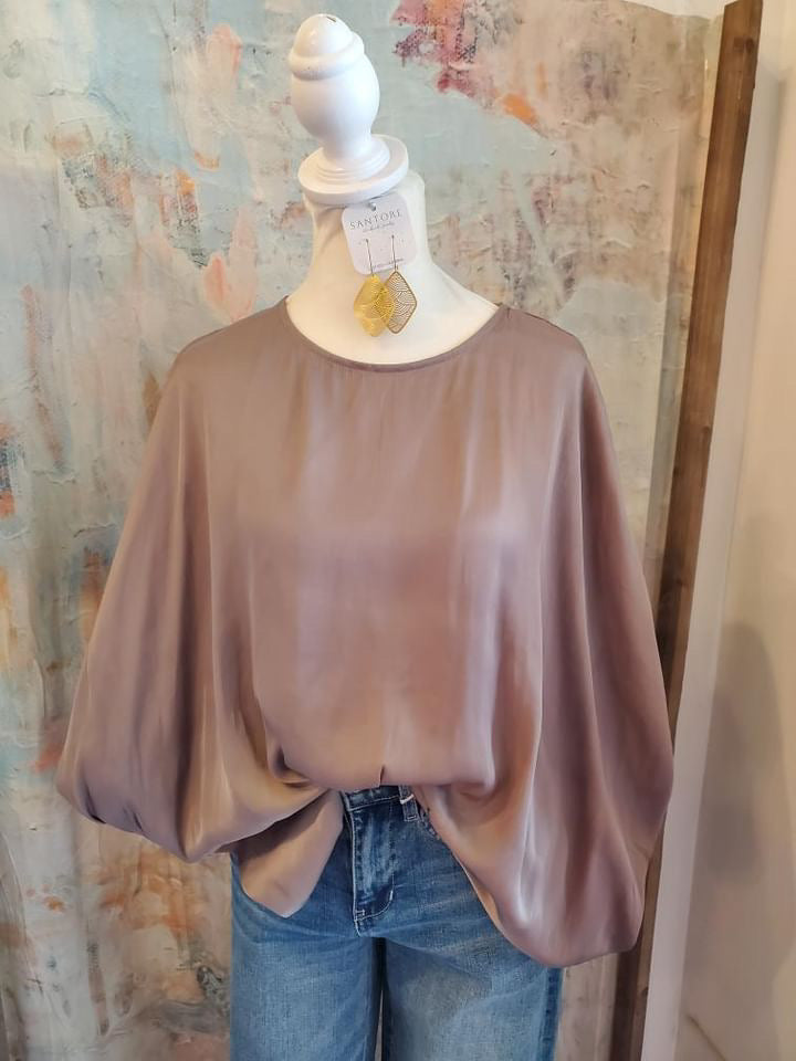 Loose Sleeve Satin Blouse