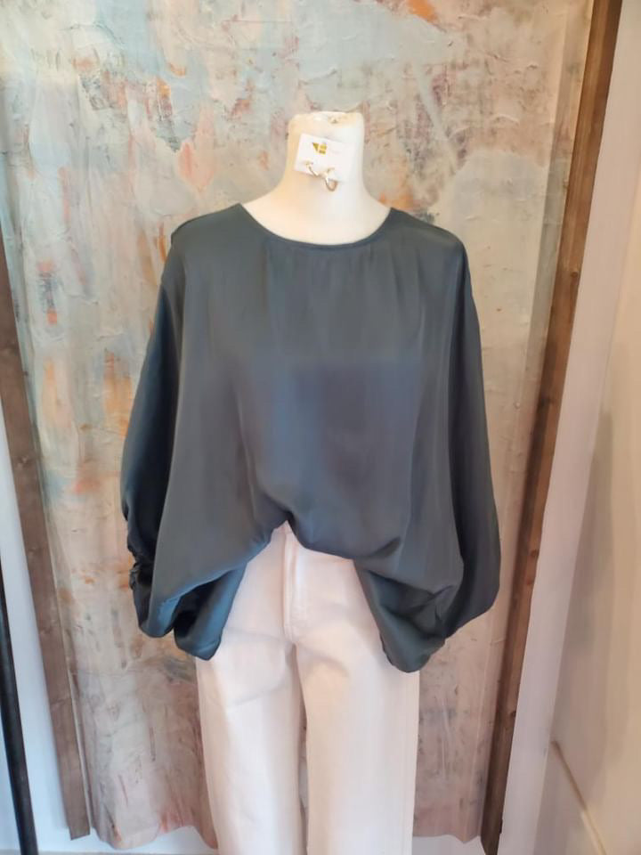 Loose Sleeve Satin Blouse