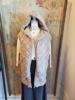 Oversize Quilted Fleece Vest with Hood