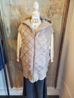 Oversize Quilted Fleece Vest with Hood