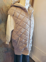 Oversize Quilted Fleece Vest with Hood