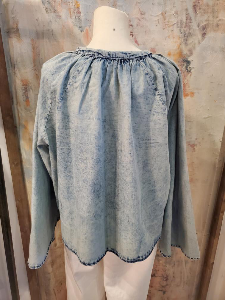 Bell Sleeve Denim Top