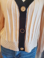 Crochet Detail Cardigan with Gold Button