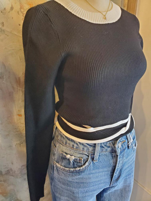 Long Sleeve Cropped Sweater Top