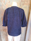 Smocked Sleeve Navy Top